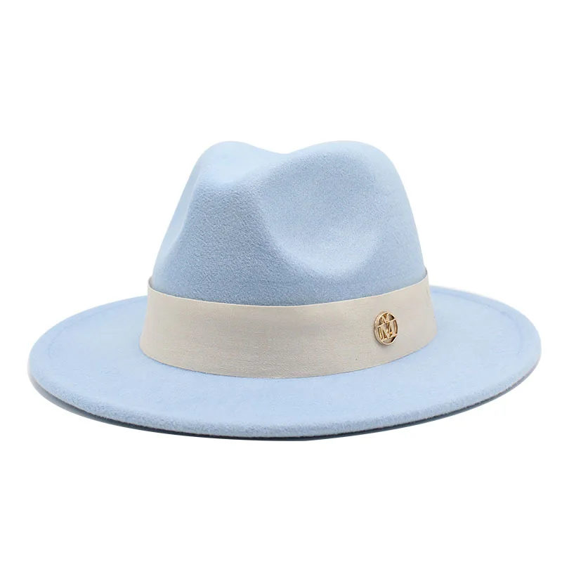 Cross Border British Retro Wide Brim White Pure Wool Top Hat Fashion All Match Casual Fedora Hat Female Autumn And Winter Wild