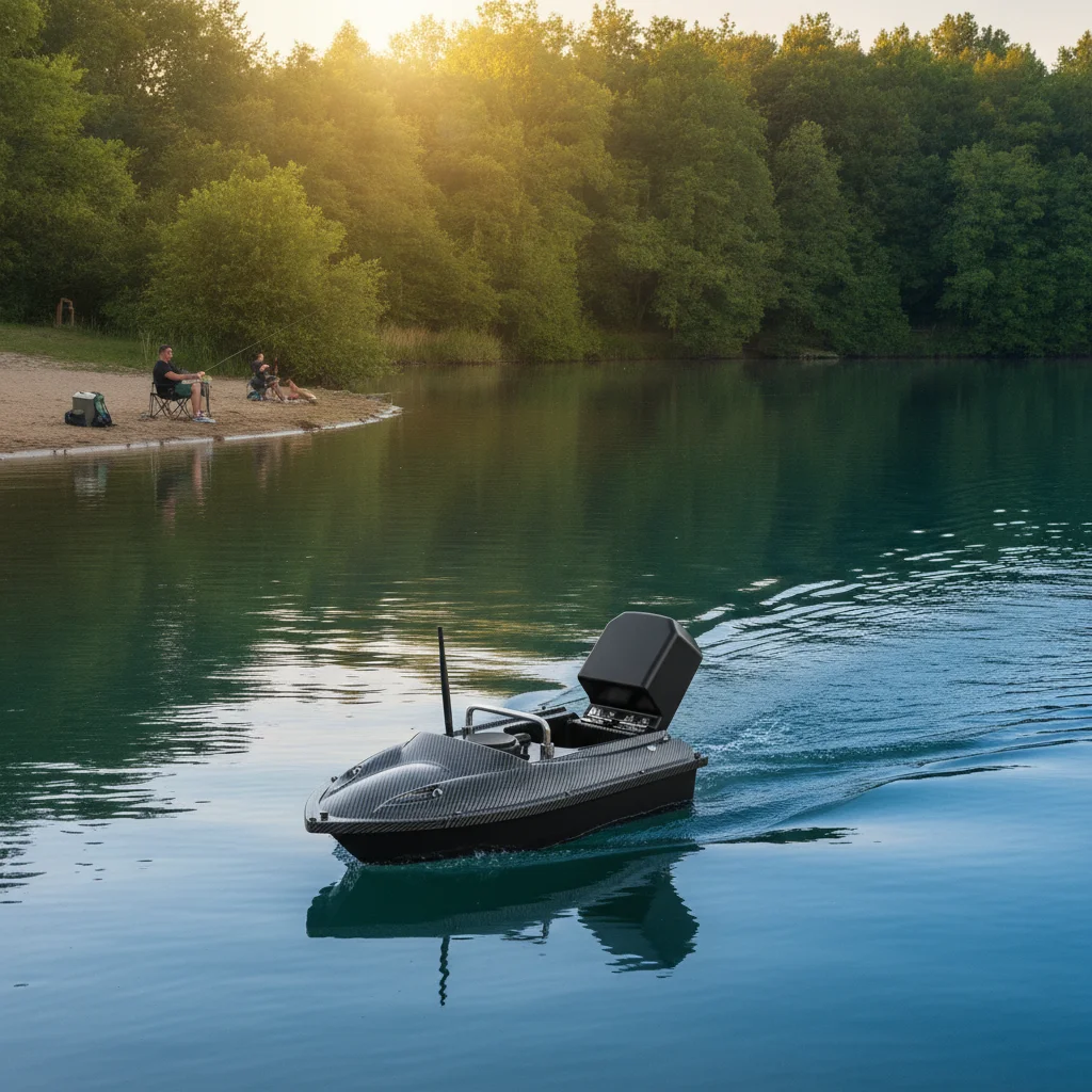 500m Reichweite Ferngesteuertes Köderboot mit LED-Beleuchtung, RC-Fischerei-Köderboot mit 1,5 kg Kapazität, ABS-Edelstahl Winddichtes Boot für Fluss, See und Flachwasser