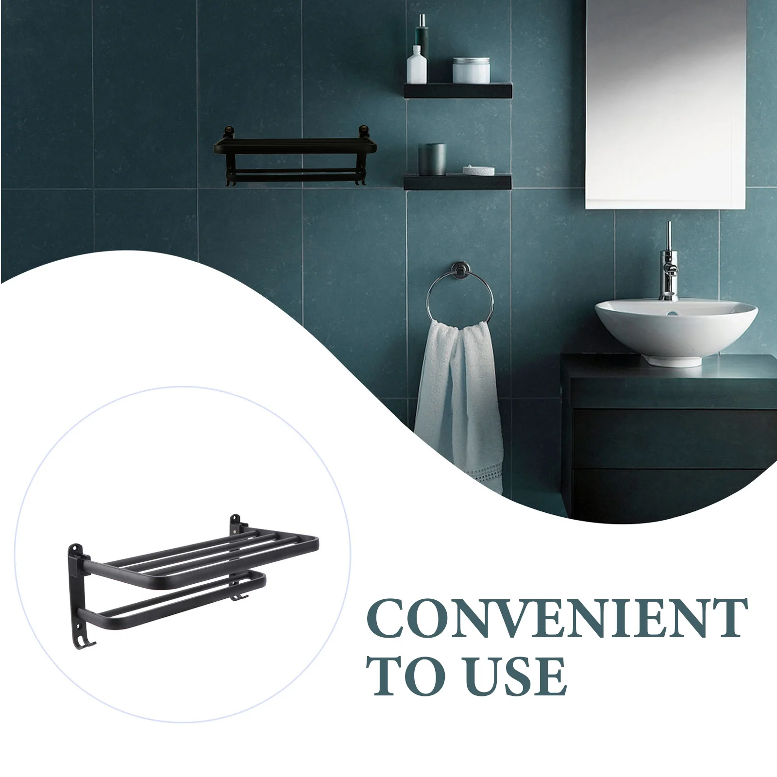 

1Set Wall-Mounted Bath Towel Organizer Aviation Aluminum Material Keep Bathroom Dry Clean Home Tidy Practical Towel Holder