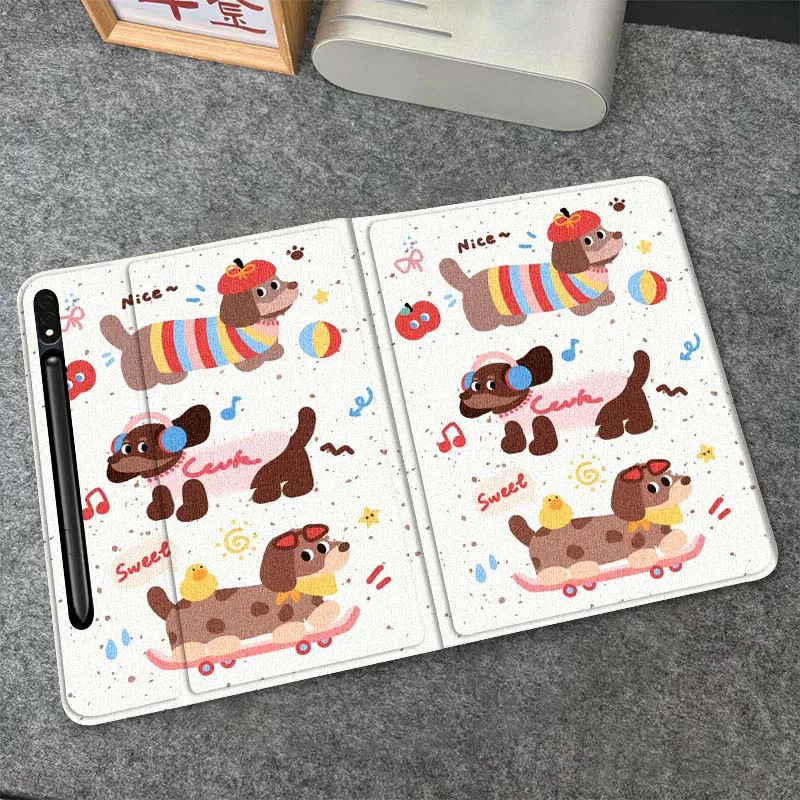 

Cartoon sausage Dog Anime Tablet Case For Samsung Galaxy Tab S7 S8 S9 S10 FE Plus Lite 11 12.4 13.1 Inch