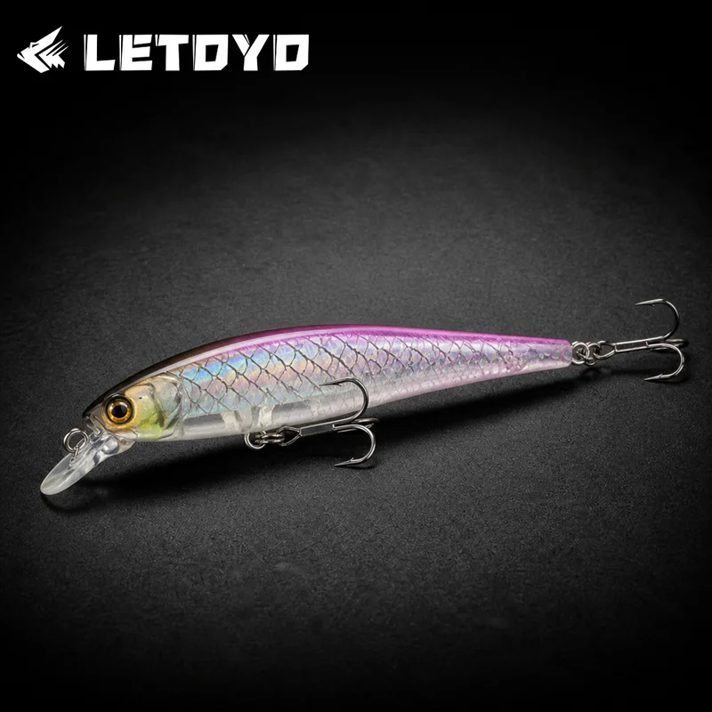 LETOYO Shallow Runner Minnow Lure Reflective Rattling Floating Wobbler Hard Bait for Freshwater Pike Trout Bass Fishing