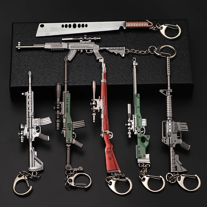 1 Stück Spielzeugpistole Schlüsselanhänger, Legierung Spielzeugpistole Modell Anhänger Auto Schlüsselanhänger Auto Schlüsselanhänger Geschenk für Männer Jungen – Detail 6