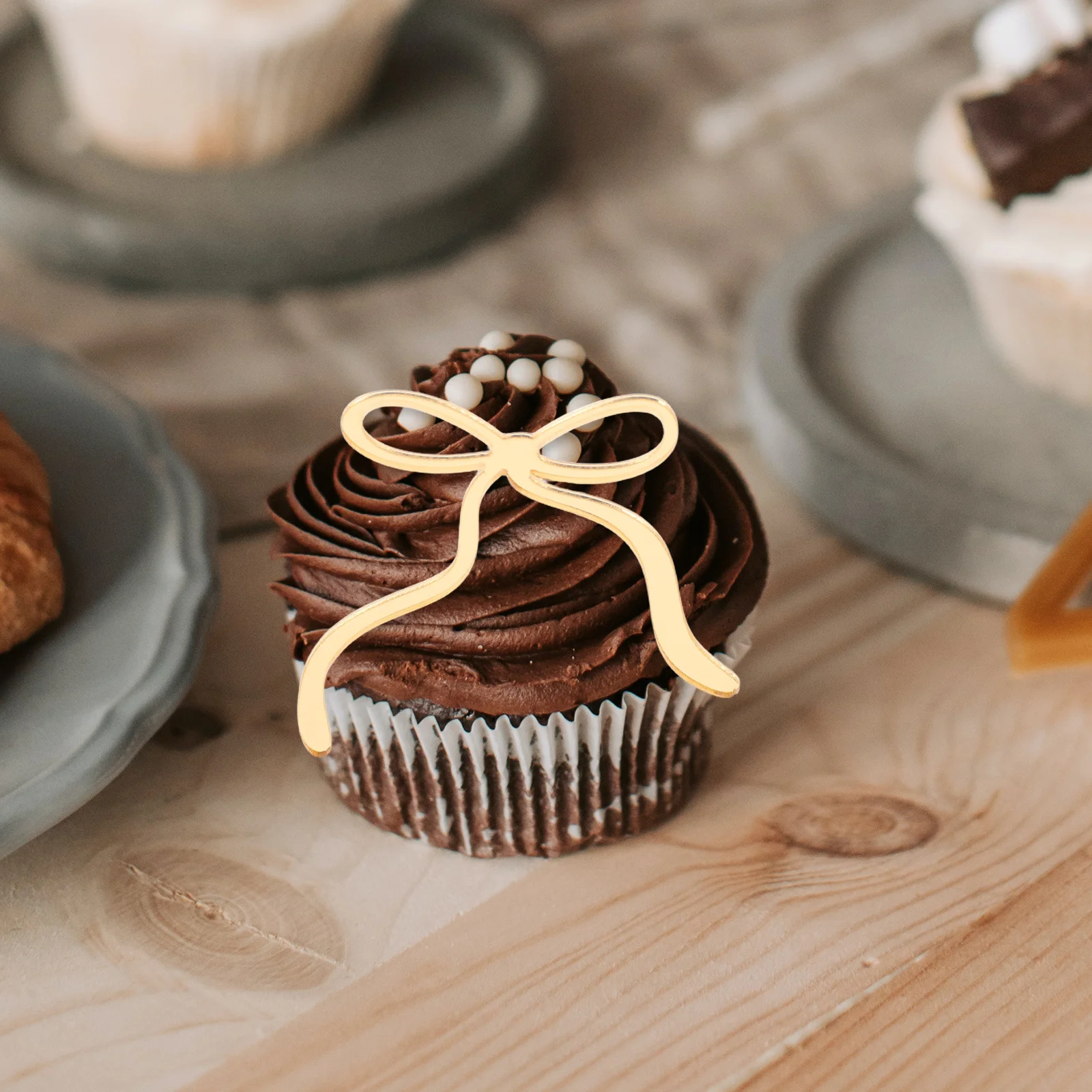 

10Pcs Acrylic Bow Cupcake Toppers Elegant Bowknot Cake Decorations Birthday Wedding Party Dessert Supplies Cake Toppers Birthday