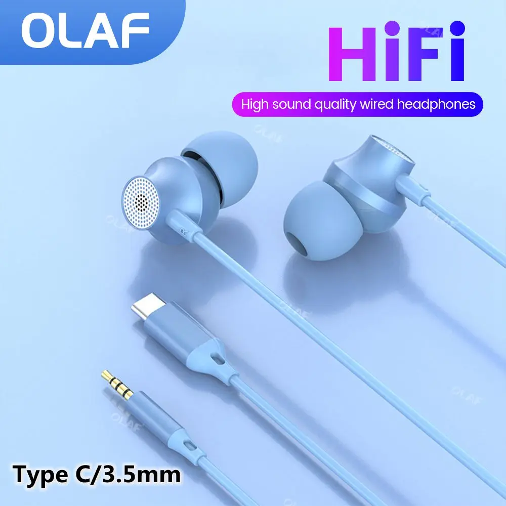 Type-C Wired Headphones Super Bass Sport Headset Earbuds Universal 3.5MM In-Ear Earphones Hands Free with Mic For Smartphones