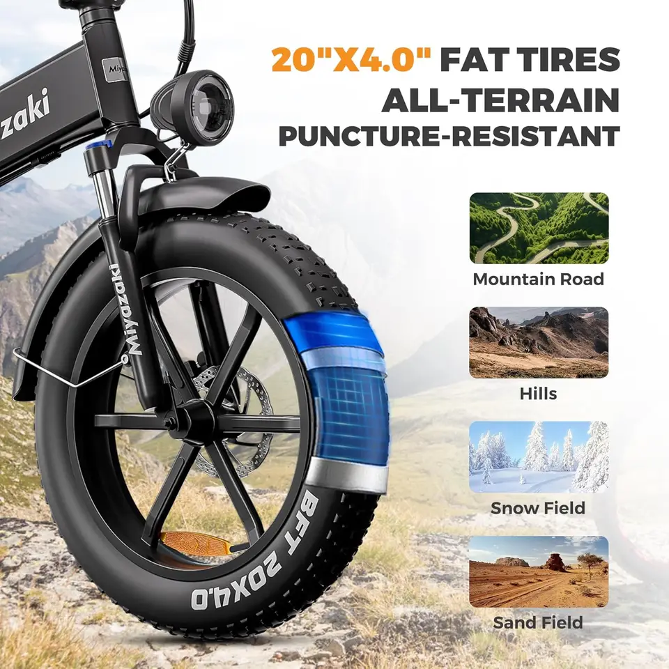 Folding Electric Bike for Adults, Space Aluminum Frame,1000/1500w Brushless Motor Foldable Ebike, 48v16/17.5ah Removabl image 6