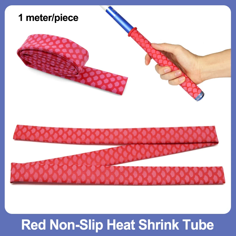 

1M New Red Non-Slip Heat Shrink Tube 15/18/20/22/25/28/30/35/40mm Bicycle Handle Anti Skid Fishing Rod Wrap Waterproof Protector