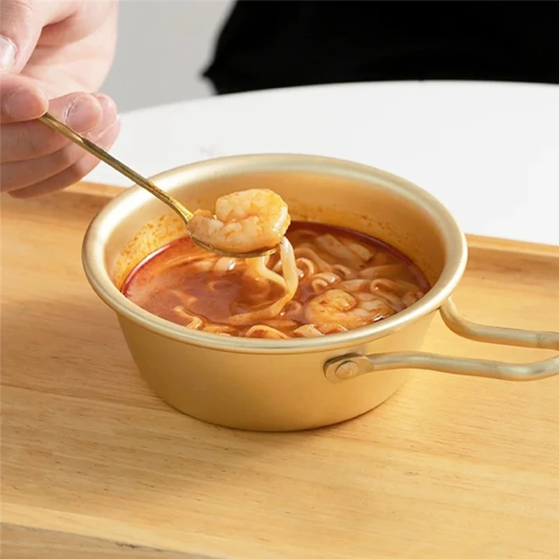 4PCS Gold Color Korean Aluminum Round Rice Bowl Wine Cup with Handle for Makgeolli Korean Wine Cup E