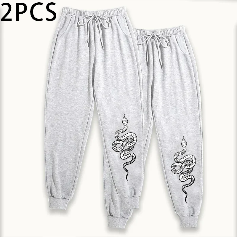 2pcs Womens Casual Joggers Solid Color Sweatpants Sporty Pants Autumn Winter Home Outdoor Comfort Trousers Streetwear 2packs
