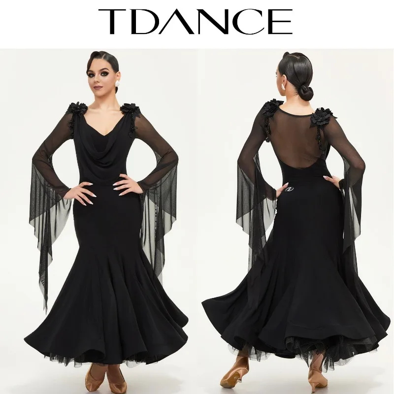 Customized TDANCE International Balloom Standard Dance Performance Dress Fox Step Competition Dress Social Dance Clothes SM17