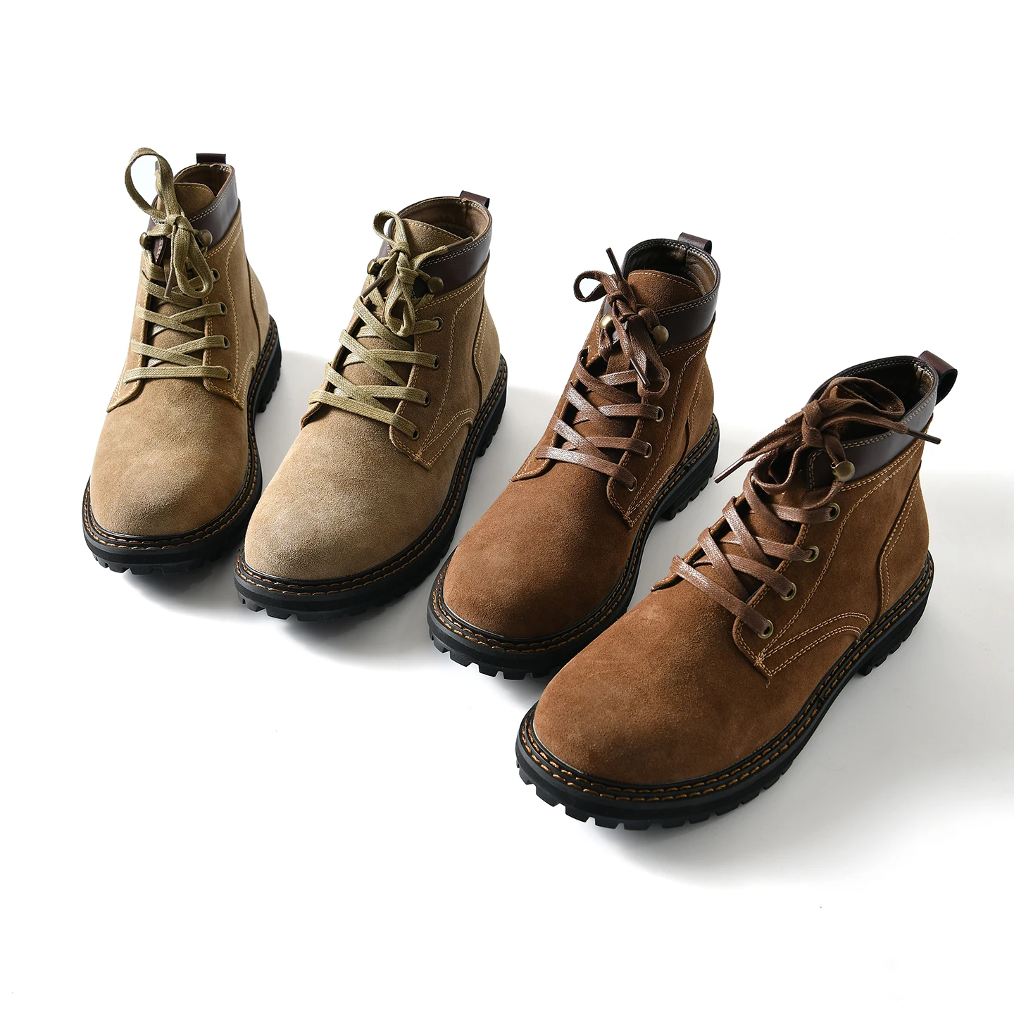 

Leather Boots British Style Stitching Rubber Anti-Slip Shoe Bottom Mid-Calf Casual Boots for Men Spring Autumn Outdoor