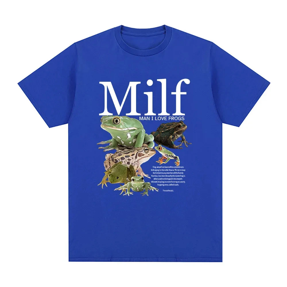 MILF Man I Love Frogs T Shirt Funny Frog Amphibian Lovers Vintage Unisex T-shirts Men Cotton Oversized Short Sleeve Tee Shirt