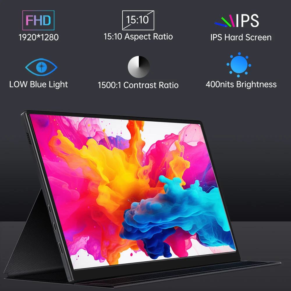 VCHANCE 10.5'' Portable Monitor Touch Screen VESA 75mm with Leather Case 100%sRGB Office Travel Display Extender for Laptop Mac