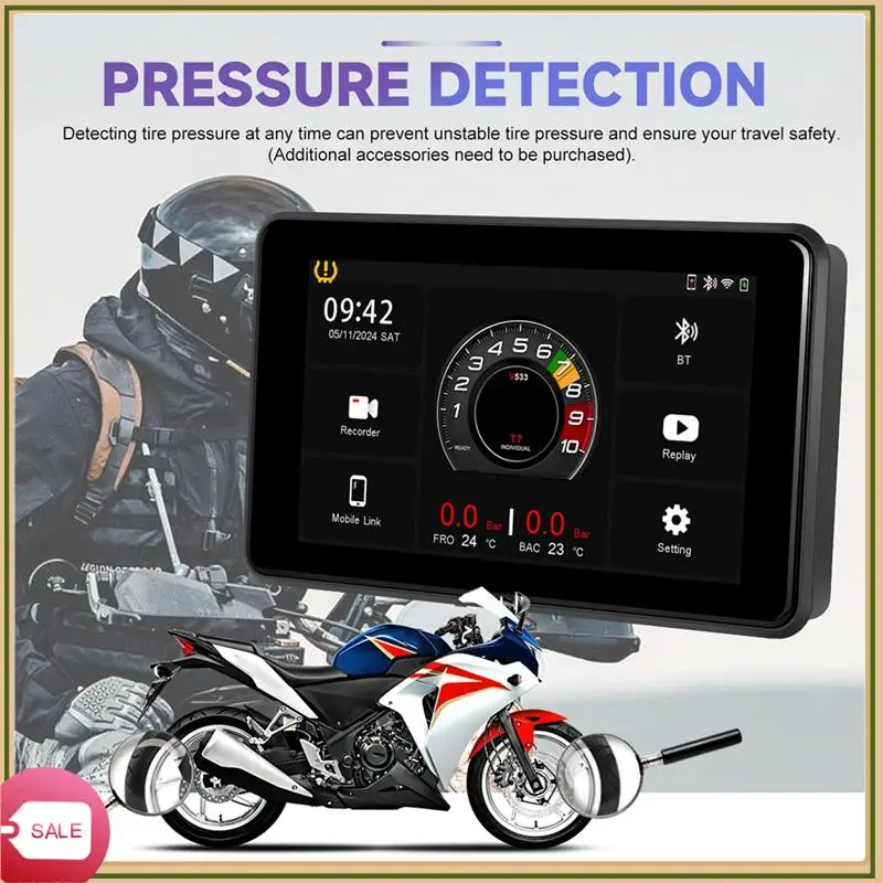 

Unique 5 Inch Portable Motorcycle DVR Dash Cam Carplay Android Auto IP68 Waterproof Front Rear Camera Bluetooth