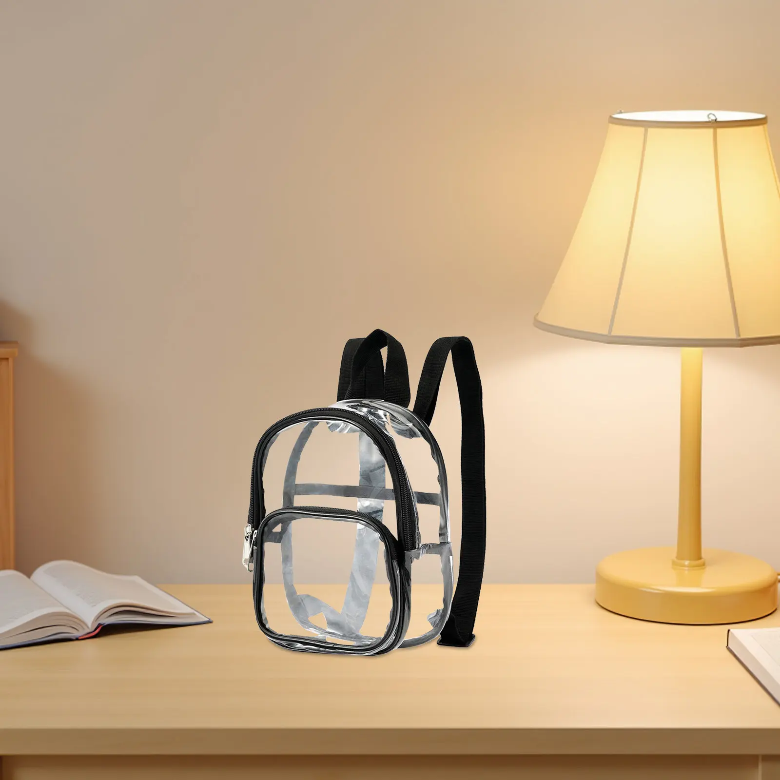 

2Pcs Mini Transparent Backpack Clear Waterproof PVC Kids Daypack for Kindergarten Outdoor Beach Pool - Lightweight Dual Strap