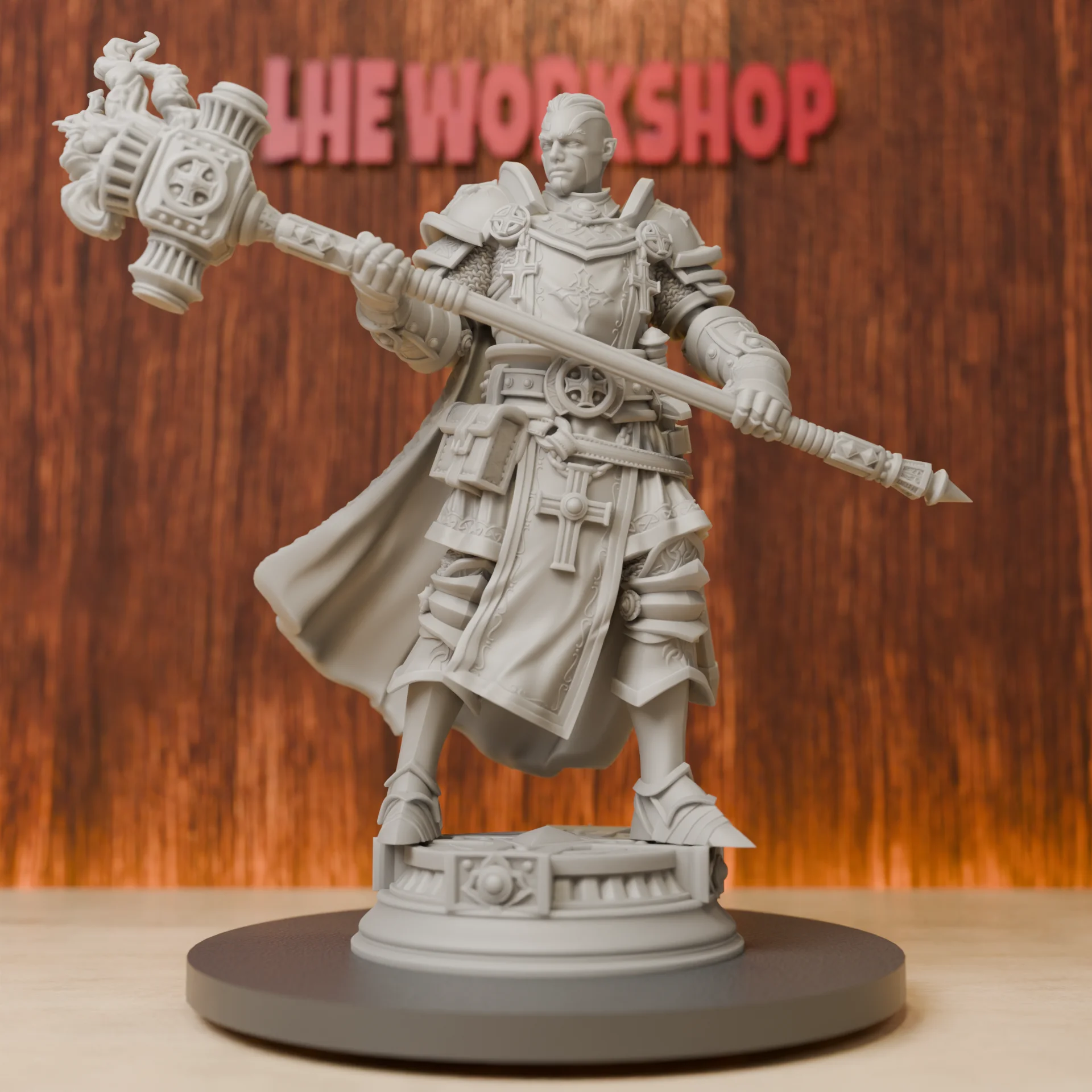 Goliath Paladin Miniatures | 28mm-75mm | Resin 3D Printed DND Pathfinder Mini | Unpainted Grey