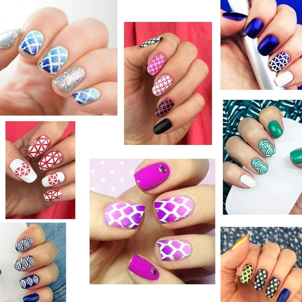 Nail Art Stencils Vinyl Stickers Heart Star Fish Design Easy Application Nail Decoration Guide Template