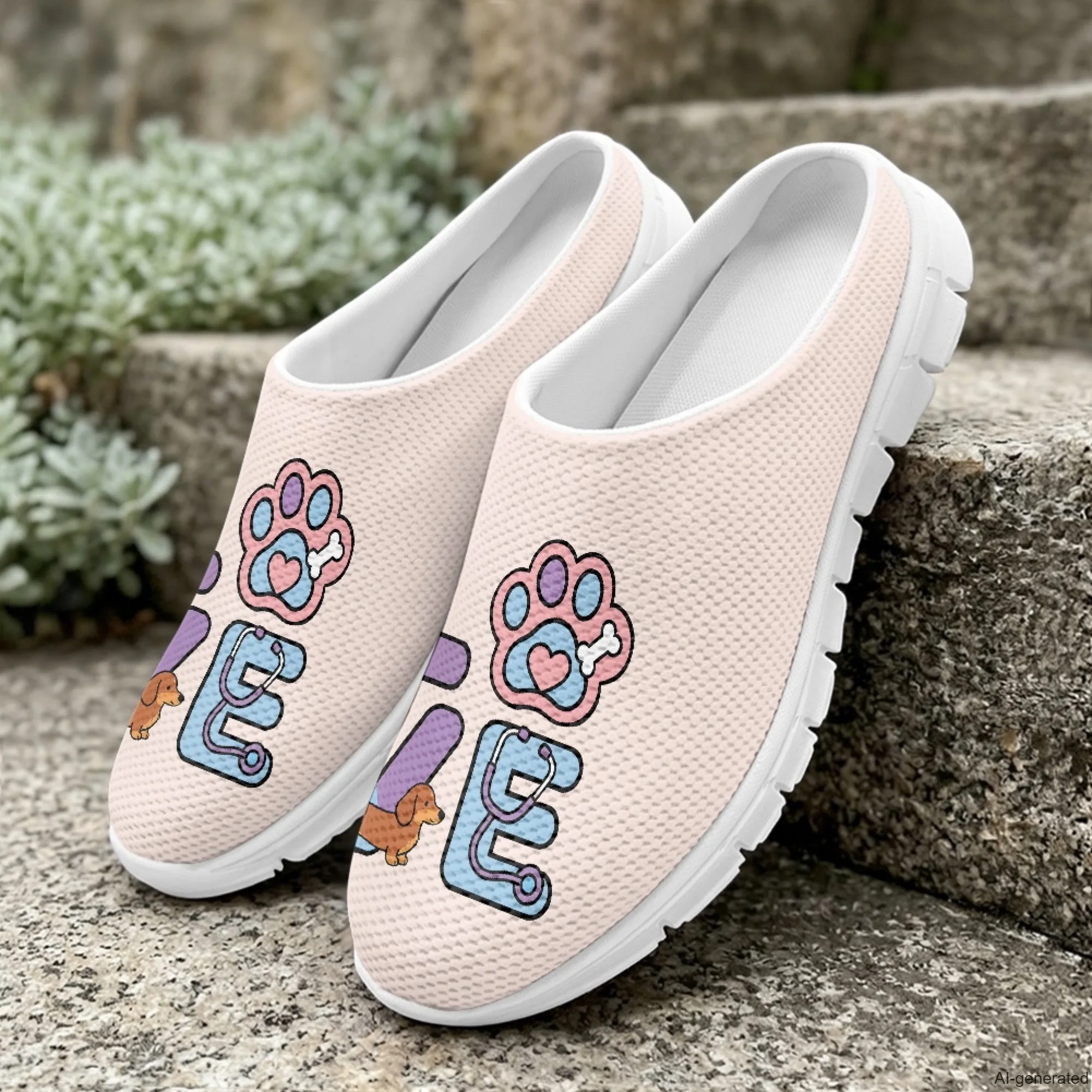 

XIXIRIMIDO Casual Shoes Medical Pattern Nurse Shoes Versatile Sports Women's Slippers Breathable Mesh Men's Walking Shoes 35-48