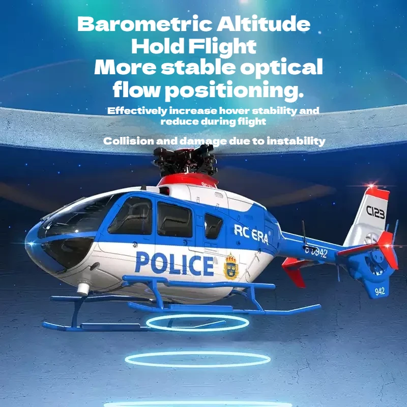 C123 6CH RC Helicopter EC135 Double Brushless Direct Drive Single Paddle Aileron Free Helicopter model 3D Optical Flow Toys view 3
