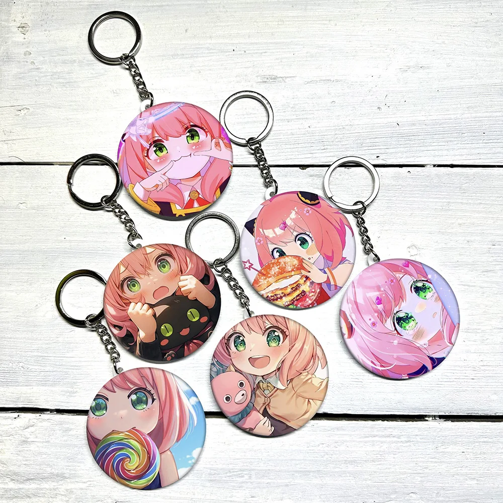 Anime Keychain Ring ANYA Forger Key Chains Anya Forger Figure Cute SpyxFamily Metal Pin Keychain KAWAII Pink Y2K Jewelry Sisters