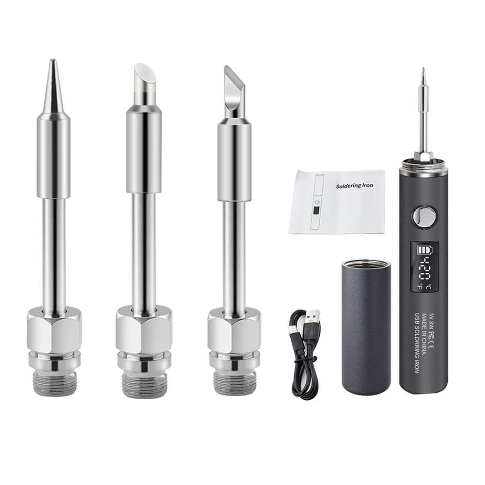 Portable Cordless Digital Display Soldering Iron Kit Adjustable Temp Quick Heat-Up USB Powered With LCD Display