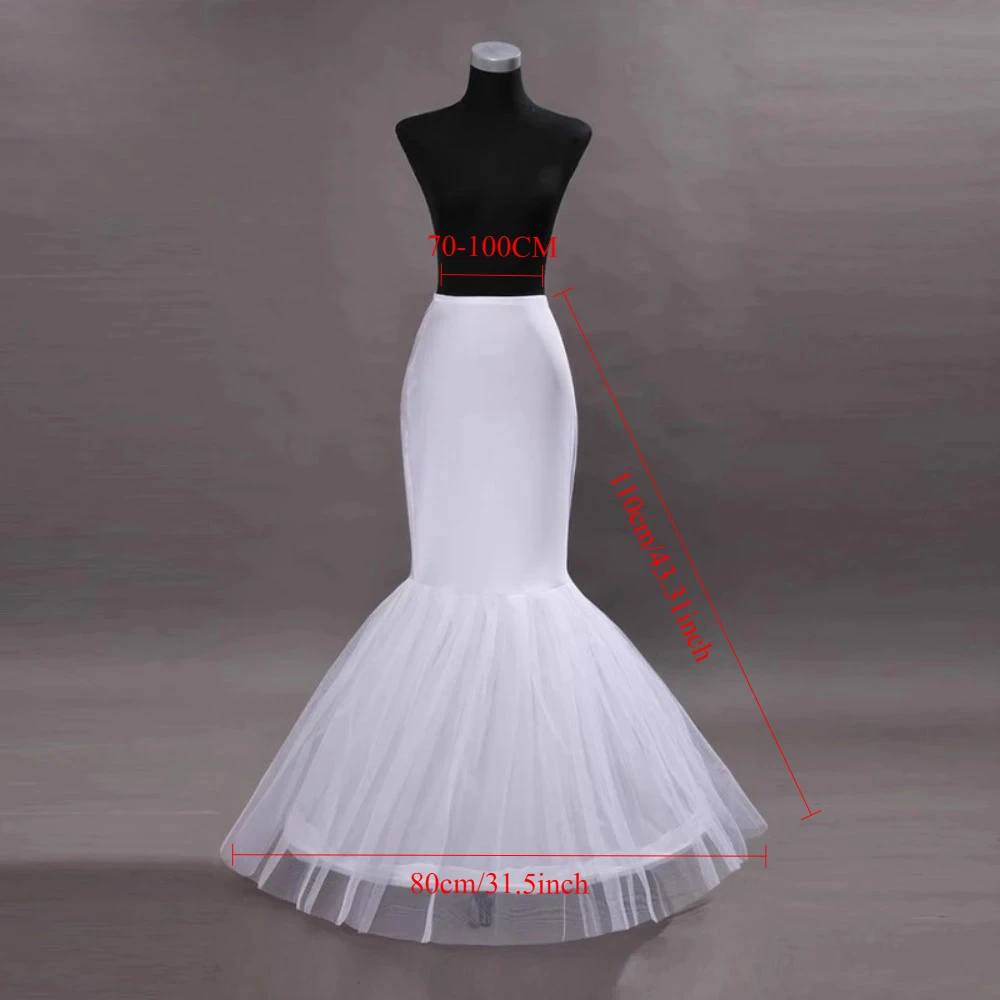 Fishtail Mermaid Petticoat Black White Stretch Underskirt Tulle Hem Wedding Bridal Evening Dress Floor Skirt Support Crinoline