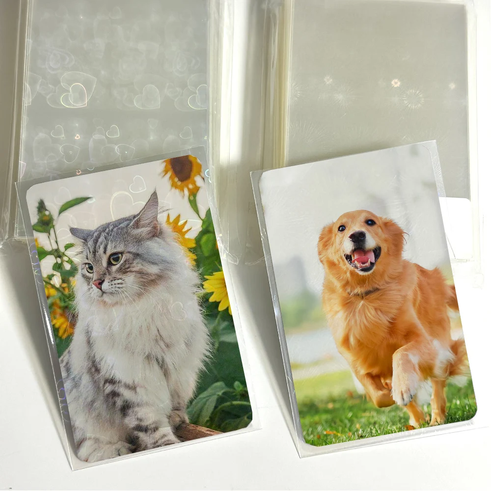 50Pcs Transparent Flat Mouth Card Film Love Card Film Fireworks Photocard Sleeves DIY INS Decorative Double-sided Card Film