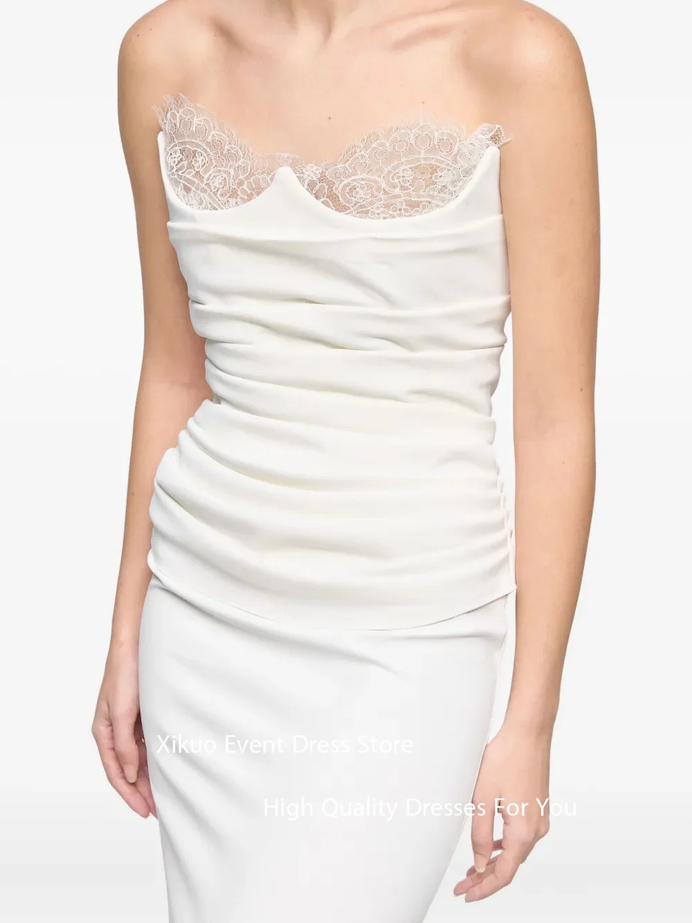 Xikuo-Vestido De Novia De sirena sin tirantes, Espalda descubierta, apliques sin mangas, Maxi vestidos De Novia, corpiño fruncido, personalizado