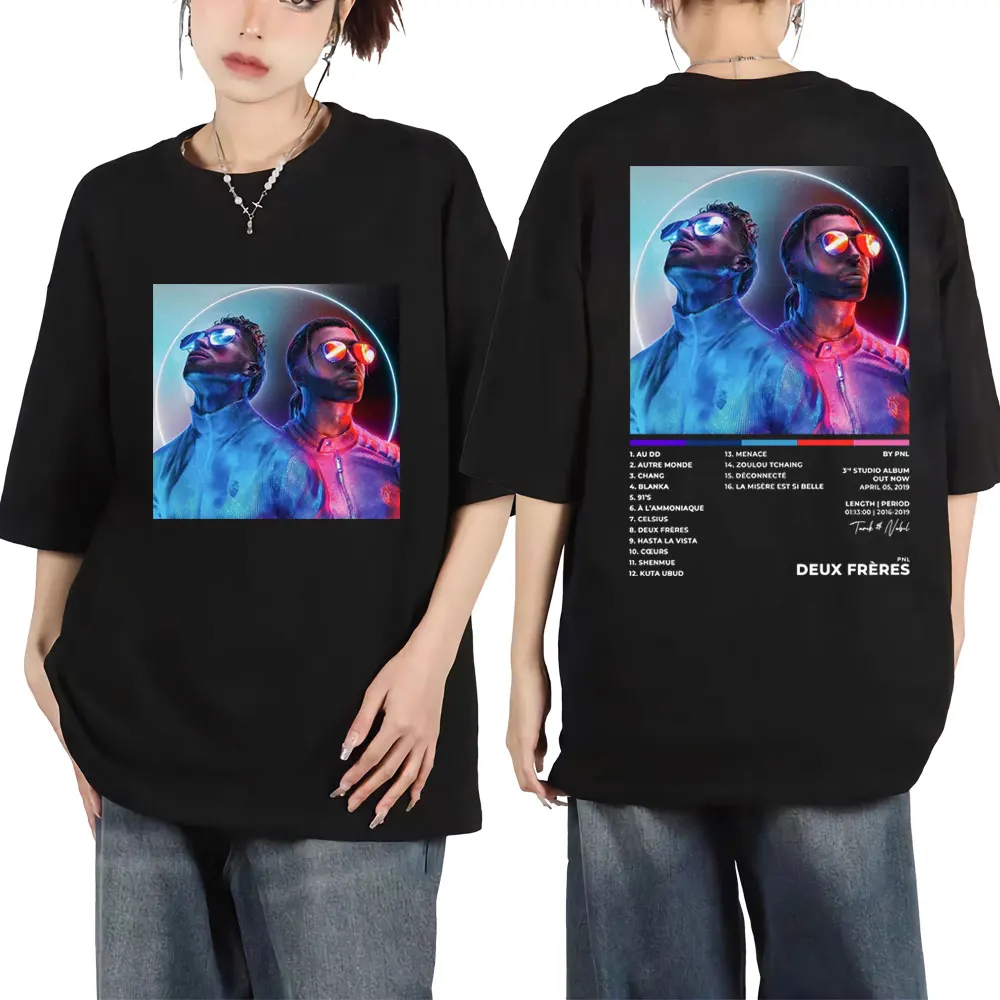 

France Rap Group PNL Music Album Deux Freres Graphic T Shirts Unisex Hip Hop Vintage T-shirt High Street Fashion Trend T-shirts
