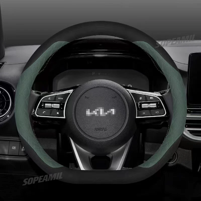 Kia kn、k2、k3、k4、k5、ev6、gt、rio、Sportage、stinger、niro、picanto、cerato、xceed、ceed、続行用のカーステアリングホイールカバー