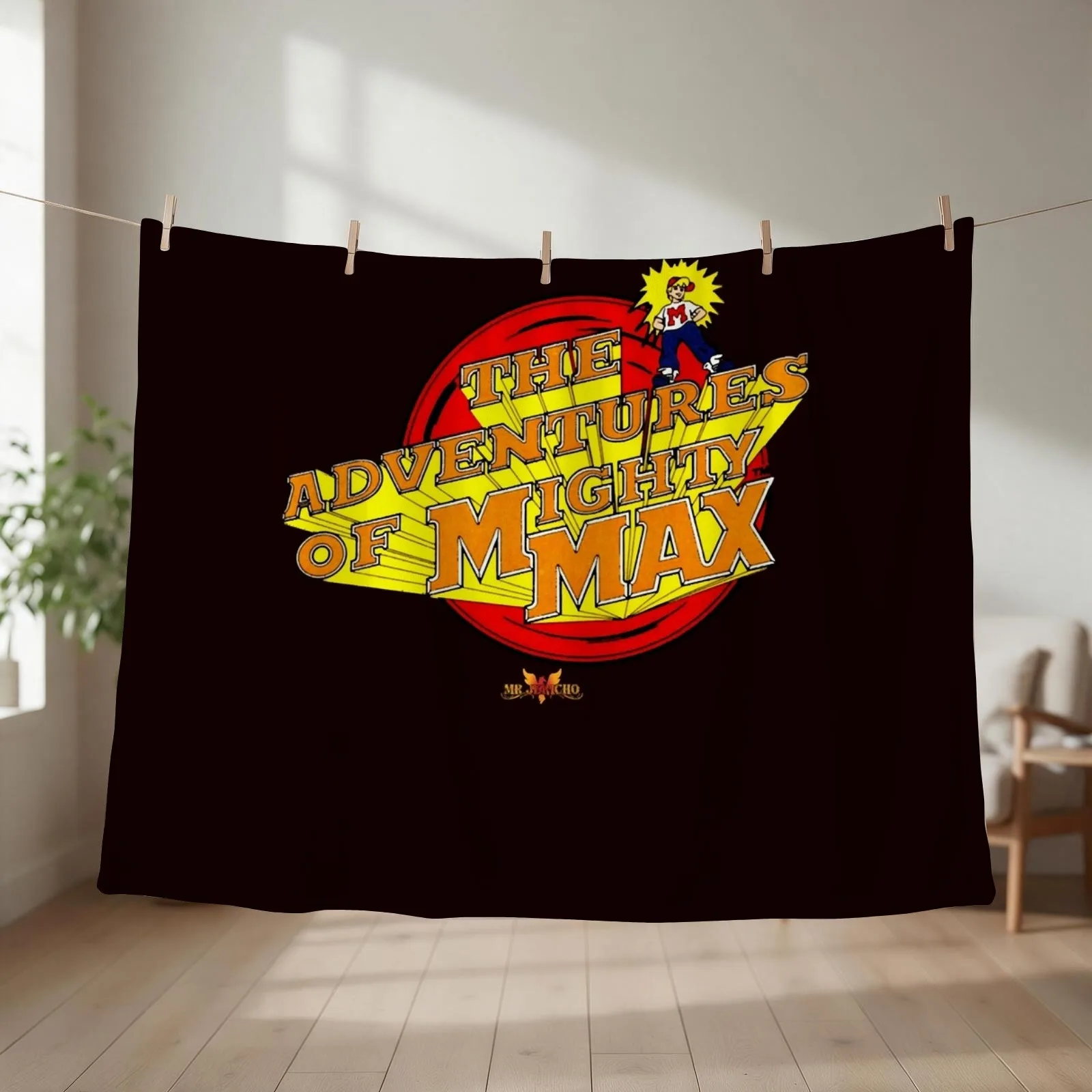 Mighty Max Retro Cartoon Classic T-Shirt Throw Blanket couch cozy soft plush fuzzy picnic outdoor blanket