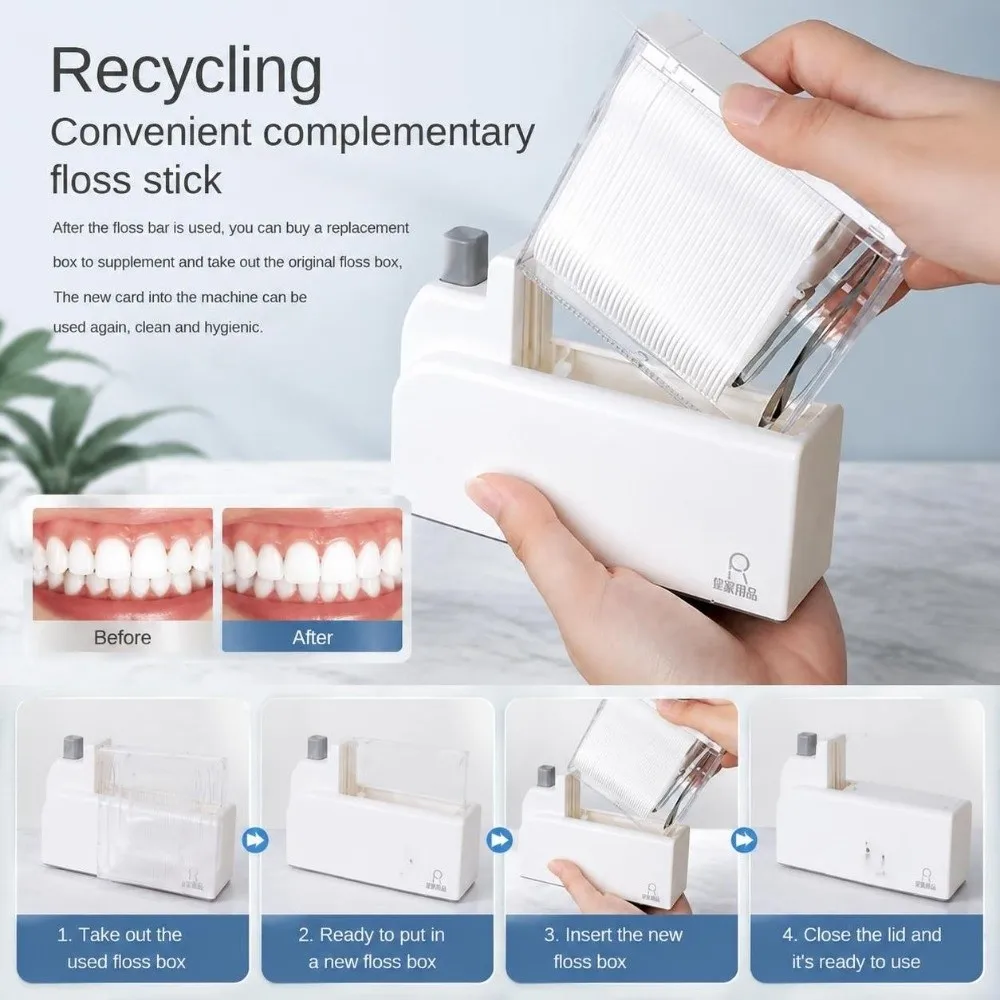 Portable Automatic Pop-up Dental Floss Dispenser Refillable Dustproof Floss Container Oral Hygiene Care Home