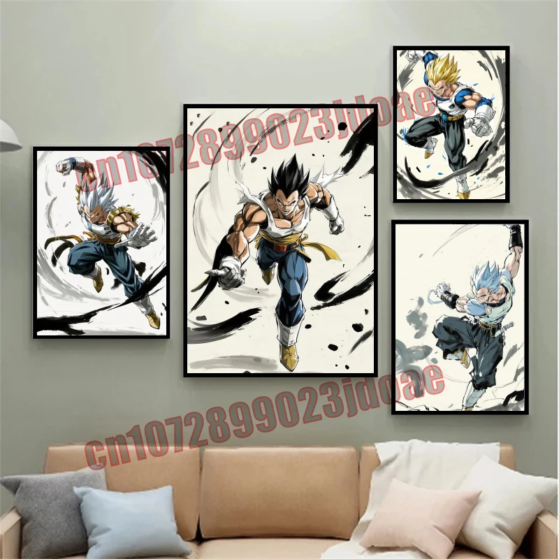 

Anime Dragon Ball Goku Vegeta Super Saiyan Dynamic Cool Printing Poster HD Frameless Canvas Painting Living Room Mural Best Gift