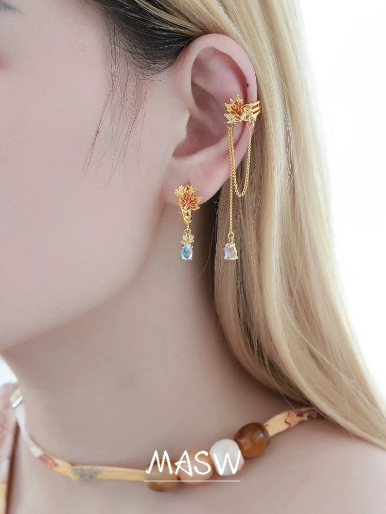 MASW Original Design Popular Luxury Maple Leaf Clip Earrings For Women Party Gifts Fashion Jewelry Accessories 2026 Trend New