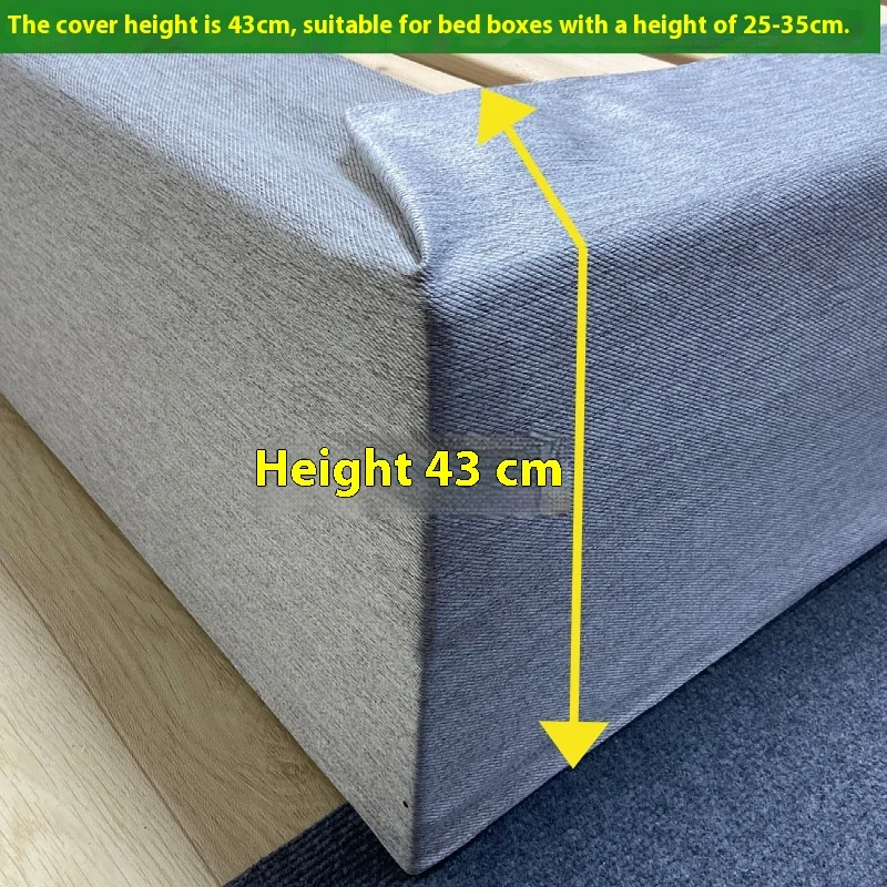 

Thick Cozy Linen Material Bed Skirt Valance Bed Frame Cover With Split Corners Fit For 25-35cm Height Bed