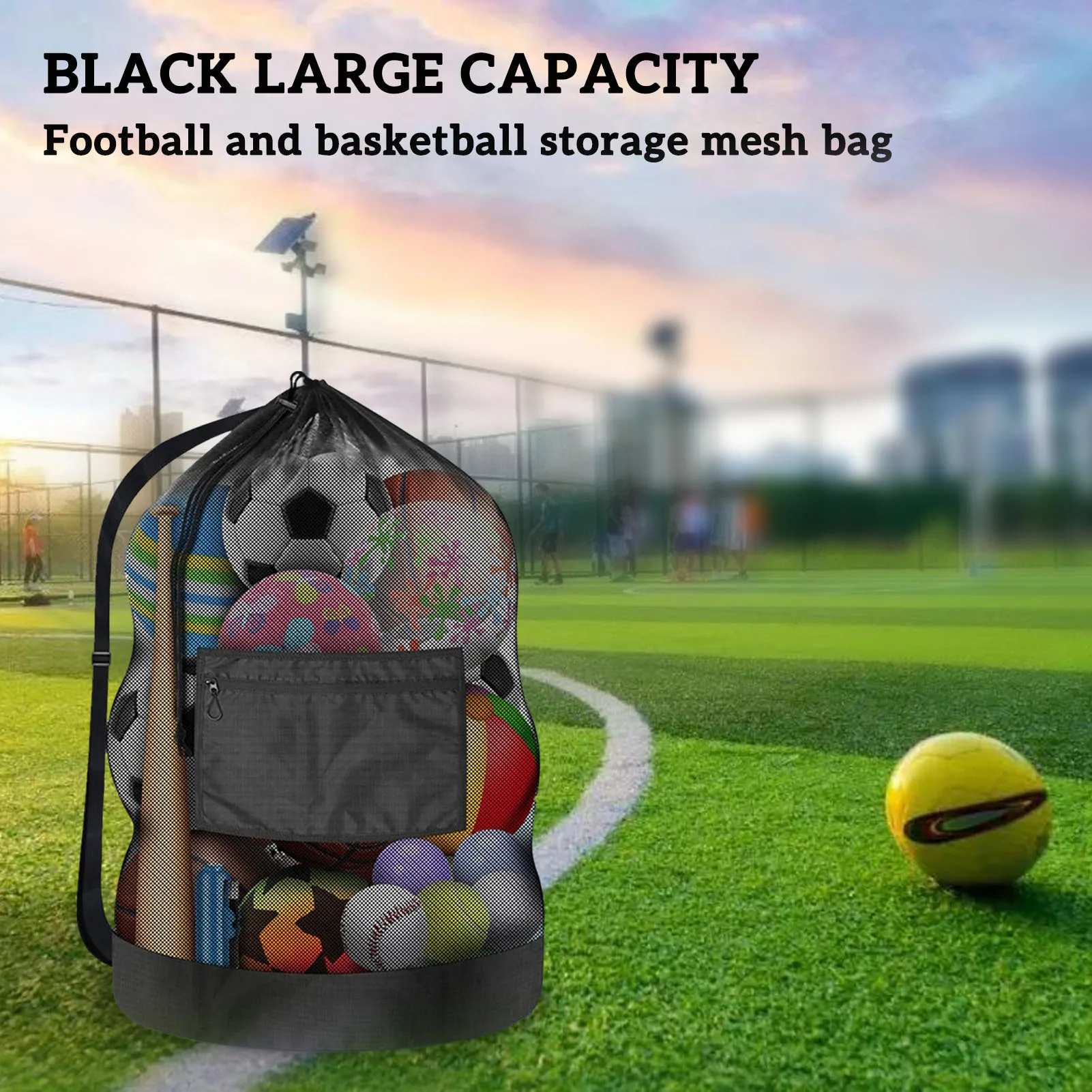 Mesh Basketball Soccer Ball Bag Large Capacity Heavy Duty Breathable Drawstring Bags Drawstring Sport Equipment Storage Bag