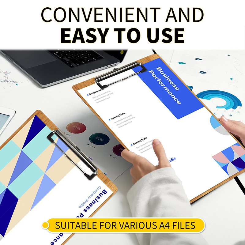 حافظة لوح خشبي من HUAJIE، لوح كتابة ورسم من الخشب الصلب بحجم A4 مع مشبك عالي التحمل