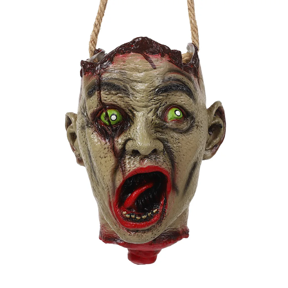 Bleeding Zombie Candy Bowl Halloween Candy Bucket Scary Evil Hanging Vampire Head Candy Tote Bag Party Goodie Bags Candy Sack