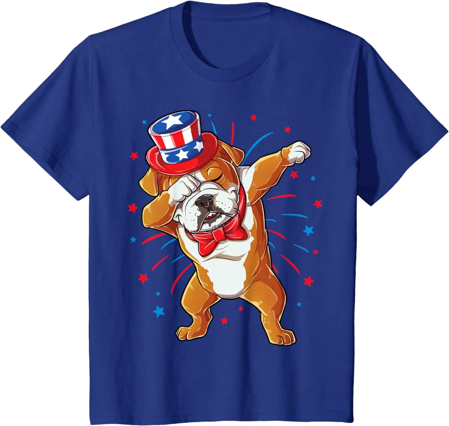 Dabbing English Bulldog 4th of July T shirt Men USA Flag T-Shirt