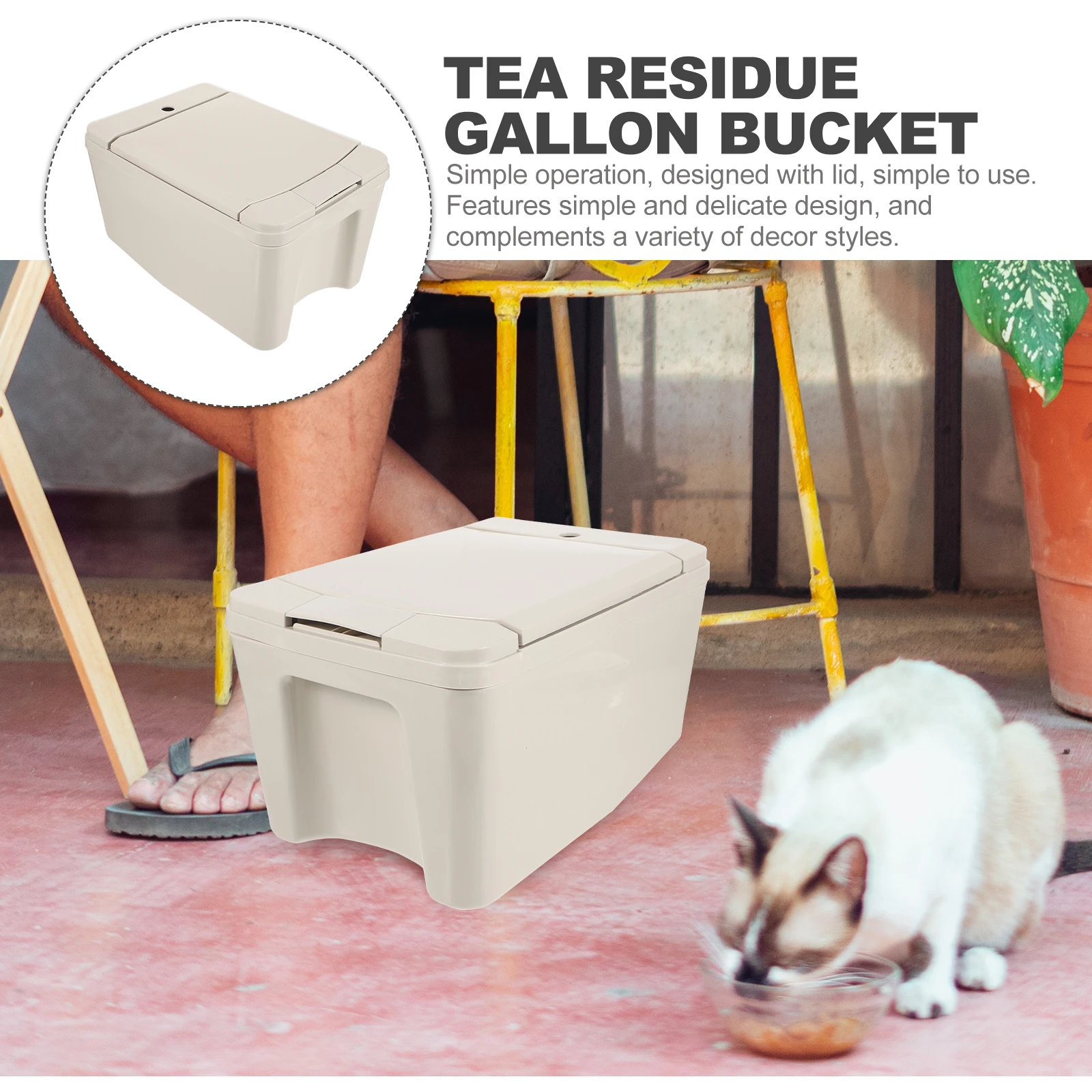 

Plastic Tea Square Lid 6 5L Capacity Waste Water Bucket with Wheels for Home Office Tea Residue Gallon Bucket Easy to Move Clean