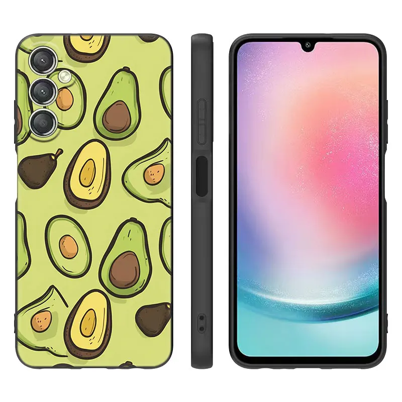 Cartoon Cute Avocado Black Case For Samsung Galaxy A15 A14 A05 A34 A54 A52S A53 A33 A23 A24 A13 A12 A22 A32 A50 A51 A70 A71 A73 image 6
