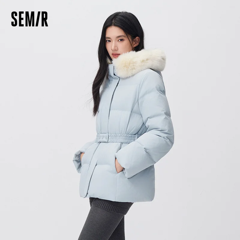 Semir Women Down Jacket Mid Length Water Repellent Windproof 90 Percent Down Fill Plush Collar Modern Style 2026 New