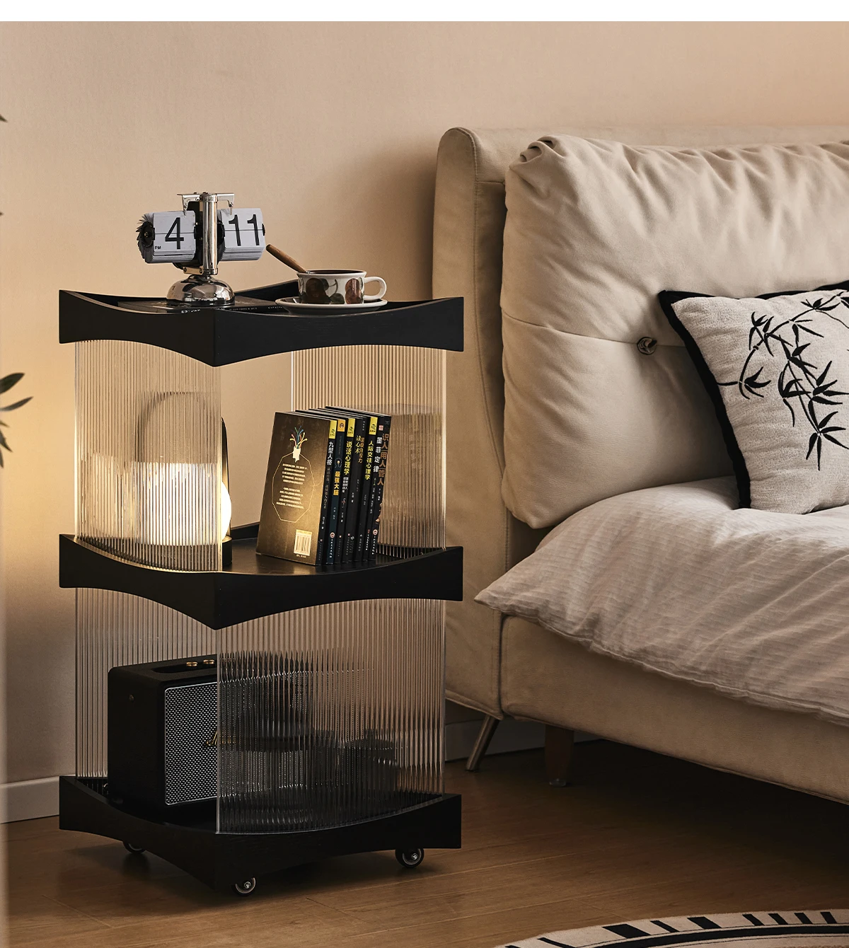 Black side several luxury sofa side cabinets storage storage side cabinets online celebrity bedside racks.