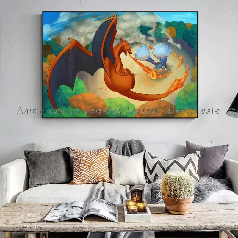 Anime Pokemon Poster Pikachu Frog Seed Charmander Wall Art Picture HD Printing Canvas Painting Home Room Decor Gift for Kids