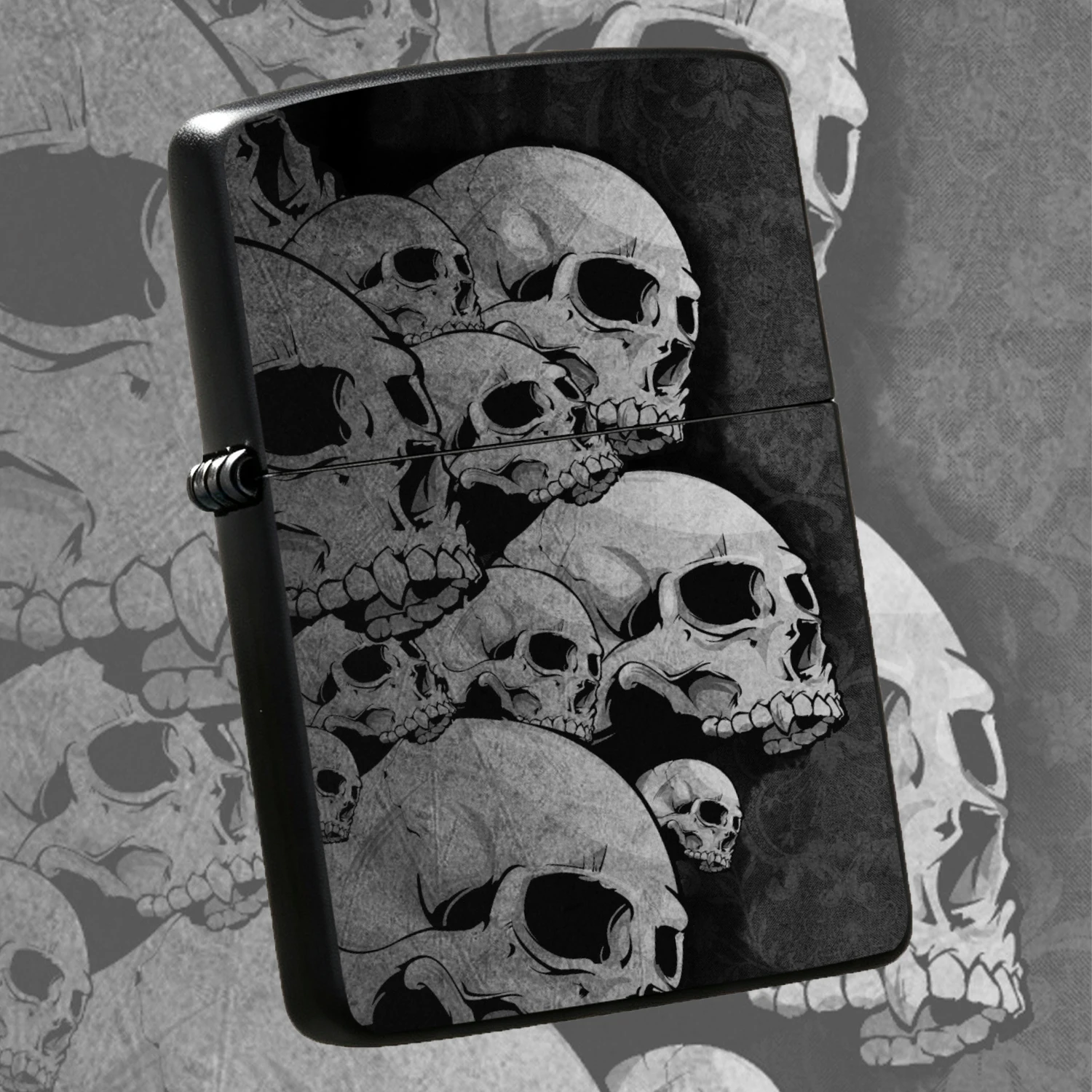 Vintage Dark Style Full Printed Skull Windproof Cool Streetwear Men'S Collectible Fuel Scratch Resistant Classic Ignition Tool Ideal For Daily Use Outdoor Camping Unique Gift For Punk Skeleton Aesthetic Lovers A Fun And Humorous Lighter