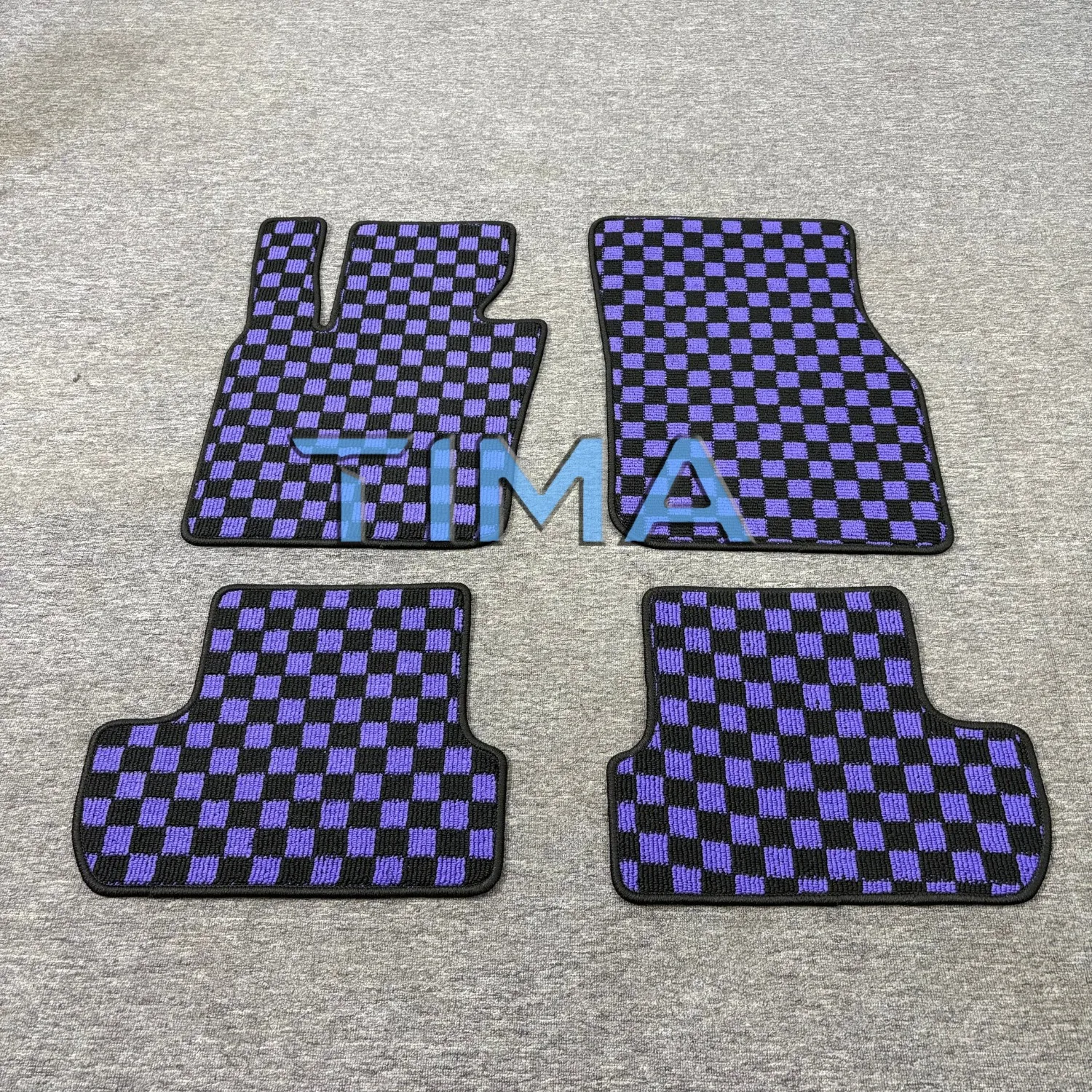 Promotion 4PCS purple Checkered Flag Carpet Floor Mats For MINI F56 left Hand Driveor