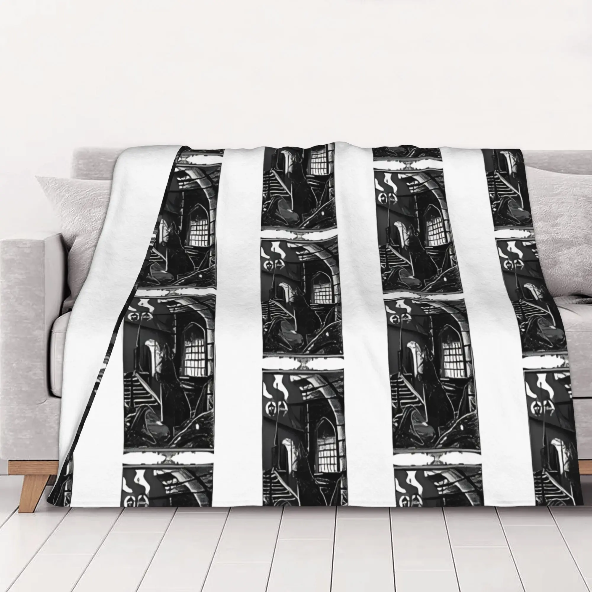 1PC home Cute Room Decor Bloodborne white graphic Blanket Throw Blanket Bloodborne Novelty Warm Blanket All Season