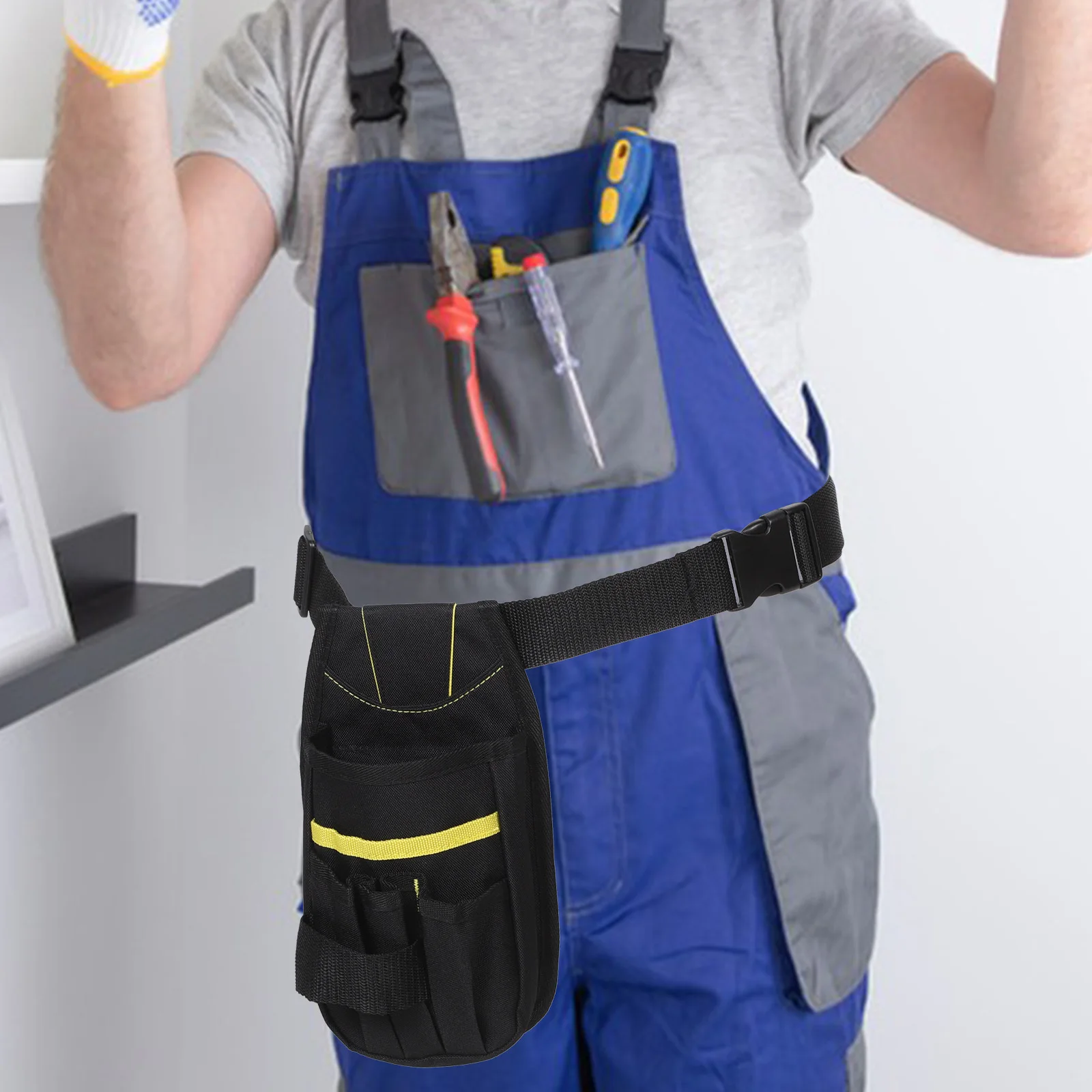 

Generic Hardware Tool Belt Small Oxford Cloth Work Pouch for Garden Technicians Black Organizer Kit