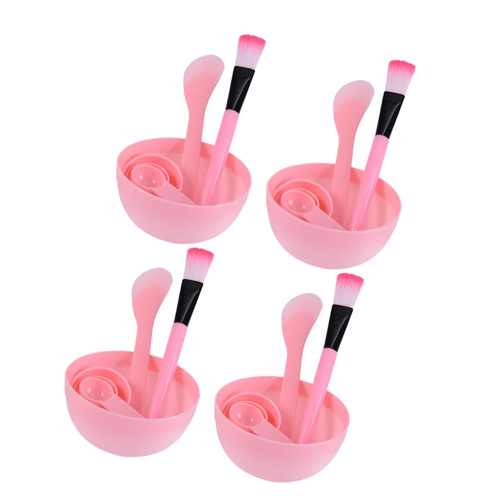 ชุดอุปกรณ์ทำมาส์กหน้า 4 ชิ้น ประกอบด้วย ชาม แปรง ไม้พาย ขวดสเปรย์ ฟองน้ำทำความสะอาดผิวหน้า สำหรับสุภาพสตรี