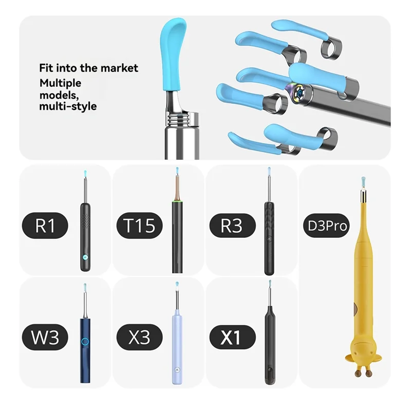 PZHI-Tips Ear 6 Pieces Waterproof Silicone Ear Spoon For Ear Wax Removal Endoscope Ear Cleaner Tips Set For Bebird W3/R3