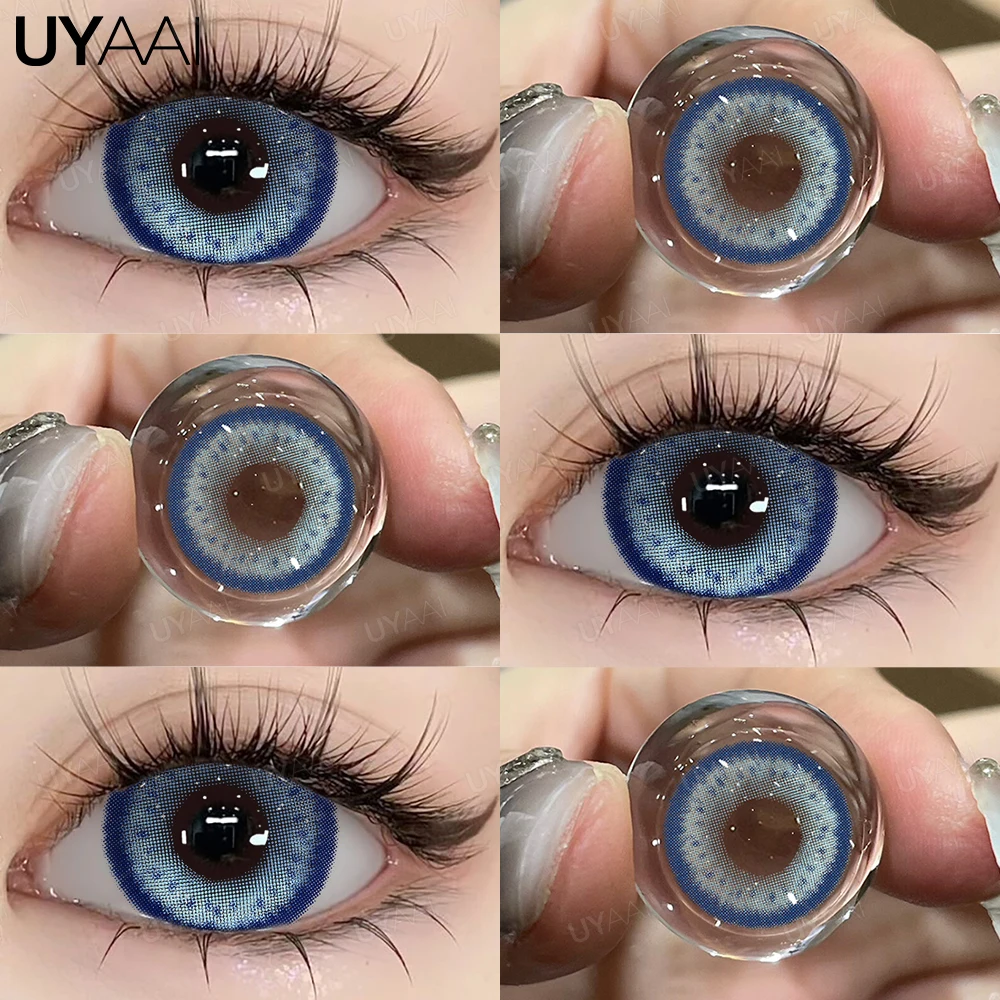 UYAAI Farbkontakt-Make-up, blaue Linse, farbige Schüler für jährliche Gebrauchte Schönheit, Augen, blaue Linse, Frau, Make-up, Kontakte, Colorcon, Cosplay – Detail 10